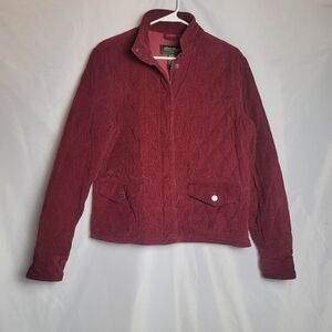 Eddie Bauer Quilted Corduroy Jacket Wine Burgundy Women's Size Large